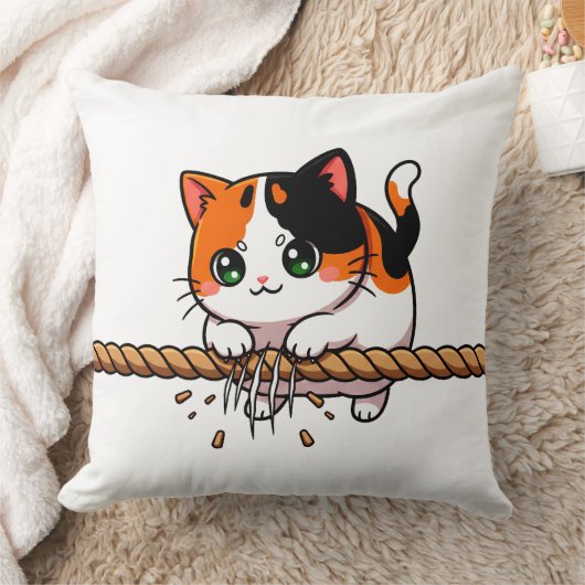 One rope. One cat. Zero regrets. クッション (ブランケット)