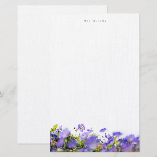 (One sided) Elegant floral Personalized Stationery 便箋 (正面/裏面)