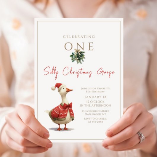 One Silly Christmas Goose Fest Winter Birthday 招待状