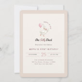 One Silly Duck Pink Bow Tie First Birthday 招待状 (正面)