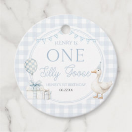 ONE Silly Goose ブルー 1歳の誕生日パーティー フェイバータグ