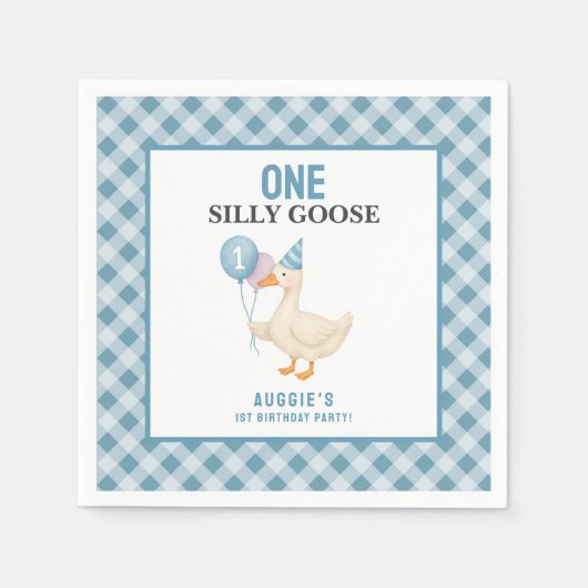 One Silly Goose 1st Birthday スタンダードカクテルナプキン (正面)
