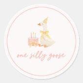 One Silly Goose 1st Birthday ラウンドシール (正面)