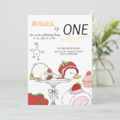 ONE Silly Goose 1st Birthday-Baby Girl Goose Party 招待状 (スタンド正面)