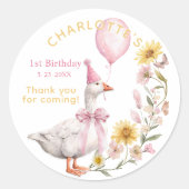 One Silly Goose 1st Birthday Favor Sticker ラウンドシール (正面)