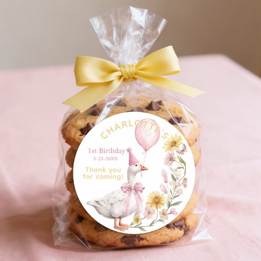 One Silly Goose 1st Birthday Favor Sticker ラウンドシール