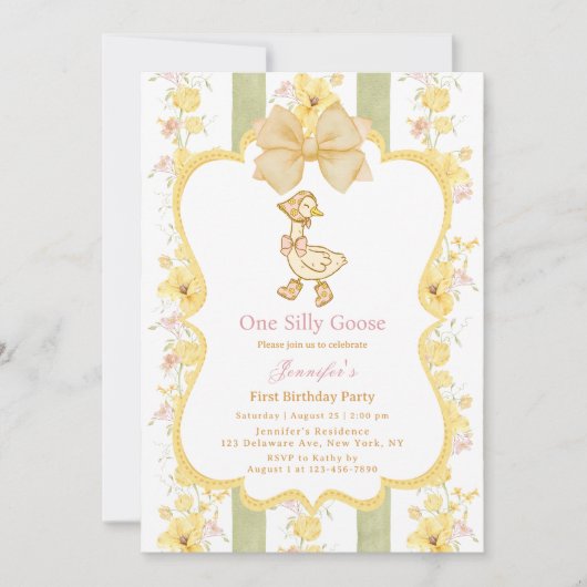 One Silly Goose 1st Birthday Invitation 招待状 (正面)