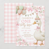 One Silly Goose 1st Birthday Invitation 招待状 (正面/裏面)