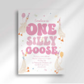 One Silly Goose 1st Birthday Invitation Girl Pink  招待状