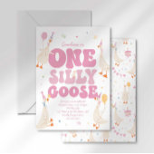 One Silly Goose 1st Birthday Invitation Girl Pink  招待状