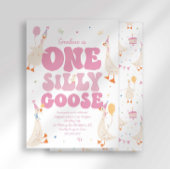 One Silly Goose 1st Birthday Invitation Girl Pink  招待状