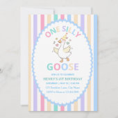 One Silly Goose 1st Birthday Invitation with Photo 招待状 (正面)