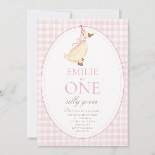 ONE Silly Goose 1st Birthday Party Invitation 招待状 (正面)