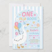 One Silly Goose 1st Birthday Party Spring Birthday 招待状 (正面)
