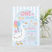 One Silly Goose 1st Birthday Party Spring Birthday 招待状 (スタンド正面)
