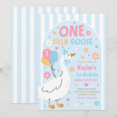 One Silly Goose 1st Birthday Party Spring Birthday 招待状 (正面/裏面)