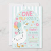 One Silly Goose 1st Birthday Party Spring Birthday 招待状 (正面)