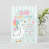One Silly Goose 1st Birthday Party Spring Birthday 招待状 (スタンド正面)