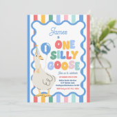 One Silly Goose 1st Birthday Party Spring Birthday 招待状 (スタンド正面)