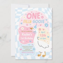 One Silly Goose 1st Birthday Party Spring Birthday 招待状