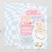 One Silly Goose 1st Birthday Party Spring Birthday 招待状 (正面/裏面)