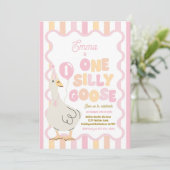 One Silly Goose 1st Birthday Party Spring Birthday 招待状 (スタンド正面)