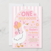 One Silly Goose 1st Birthday Party Spring Birthday 招待状 (正面)