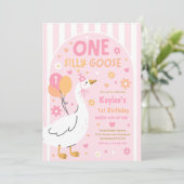 One Silly Goose 1st Birthday Party Spring Birthday 招待状 (スタンド正面)