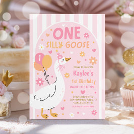 One Silly Goose 1st Birthday Party Spring Birthday 招待状