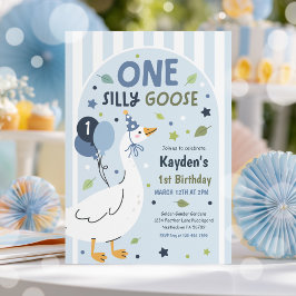 One Silly Goose 1st Birthday Party Spring Birthday 招待状