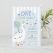 One Silly Goose 1st Birthday Party Spring Birthday 招待状 (スタンド正面)