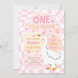 One Silly Goose 1st Birthday Party Spring Birthday 招待状