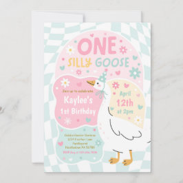One Silly Goose 1st Birthday Party Spring Birthday 招待状