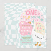 One Silly Goose 1st Birthday Party Spring Birthday 招待状 (正面/裏面)
