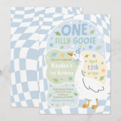 One Silly Goose 1st Birthday Party Spring Birthday 招待状 (正面/裏面)
