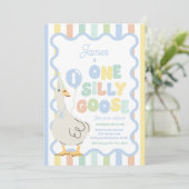 One Silly Goose 1st Birthday Party Spring Birthday 招待状 (スタンド正面)
