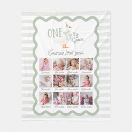 One Silly Goose 1st Birthday Photo Sign フリースブランケット