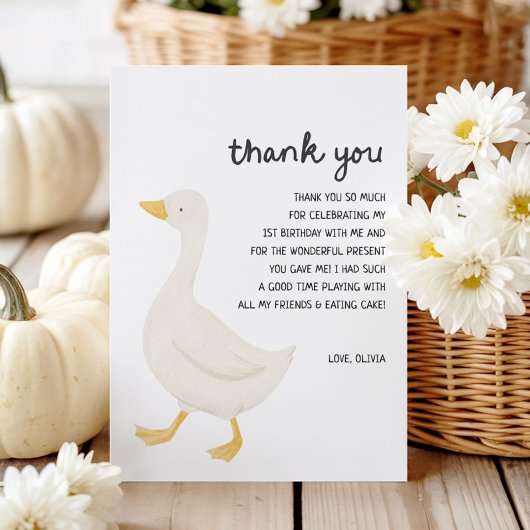 One Silly Goose 1st Birthday Thank You サンキューカード