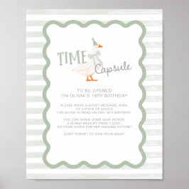 One Silly Goose 1st Birthday Time Capsule Sign ポスター