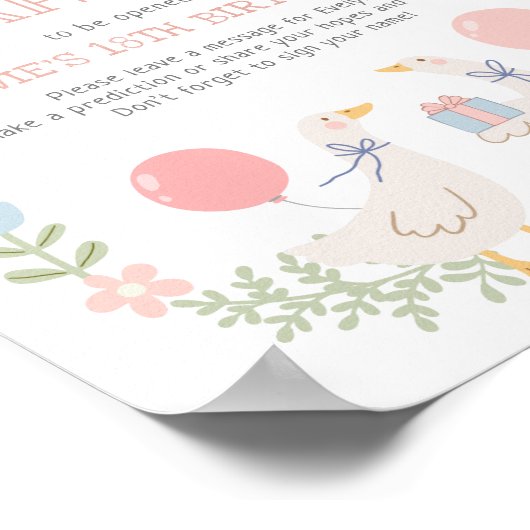 One Silly Goose 1st Birthday Time Capsule Sign ポスター (角)