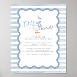 One Silly Goose 1st Birthday Time Capsule Sign ポスター