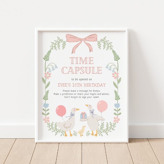 One Silly Goose 1st Birthday Time Capsule Sign ポスター