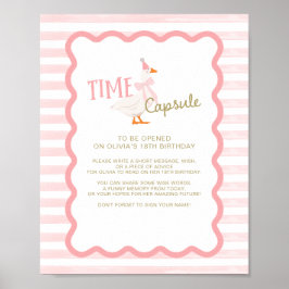 One Silly Goose 1st Birthday Time Capsule Sign ポスター