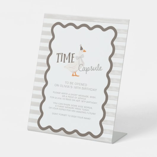 One Silly Goose 1st Birthday Time Capsule Sign 台座サイン (正面)