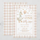 One Silly Goose 1st First Birthday Party 招待状 (正面/裏面)