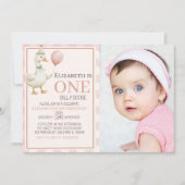 One Silly Goose Birthday 1st for Girl Photo 招待状 (正面)