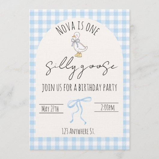 One silly goose. Birthday invitation 招待状 (正面)