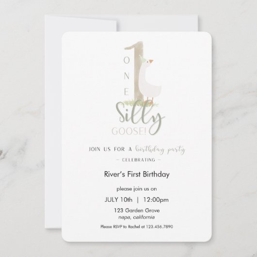 One Silly Goose Birthday Invitation 招待状 (正面)