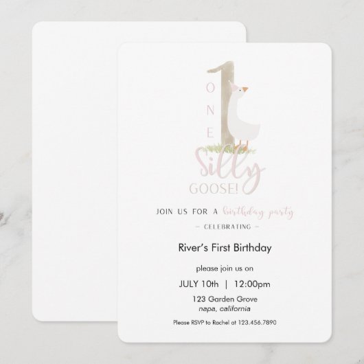 One Silly Goose Birthday Invitation 招待状 (正面/裏面)