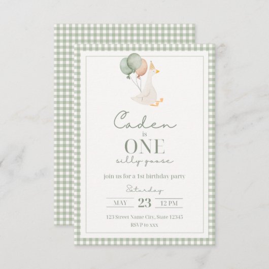 ONE Silly Goose Birthday Invitation 招待状 (正面/裏面)